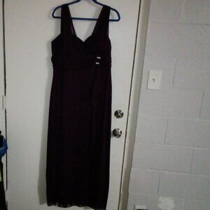 Dark purple sheer long zippered evening gown